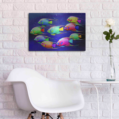 Luxe Metal Art 'Colorful Fishes 2' by Ata Alishahi, Metal Wall Art,24x16