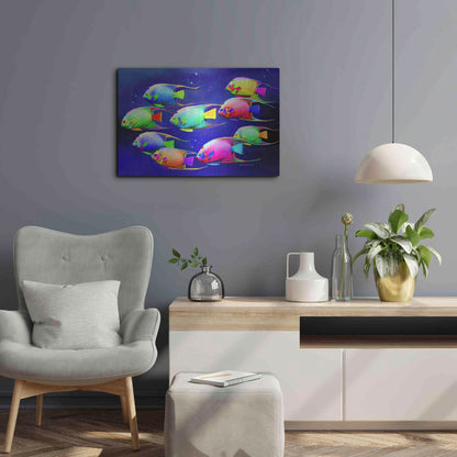 Luxe Metal Art 'Colorful Fishes 2' by Ata Alishahi, Metal Wall Art,24x16
