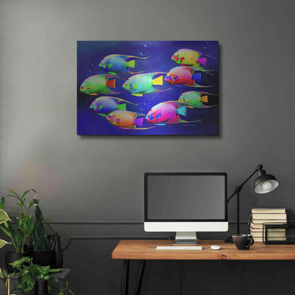Luxe Metal Art 'Colorful Fishes 2' by Ata Alishahi, Metal Wall Art,36x24