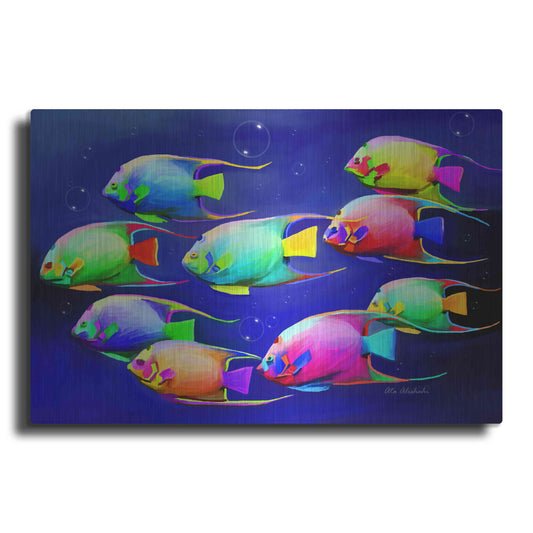 Luxe Metal Art 'Colorful Fishes 2' by Ata Alishahi, Metal Wall Art