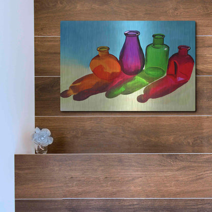 Luxe Metal Art 'Colorful Bottles' by Ata Alishahi, Metal Wall Art,16x12