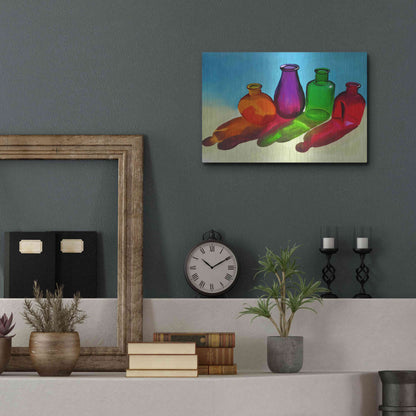 Luxe Metal Art 'Colorful Bottles' by Ata Alishahi, Metal Wall Art,16x12