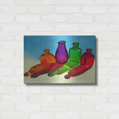 Luxe Metal Art 'Colorful Bottles' by Ata Alishahi, Metal Wall Art,24x16