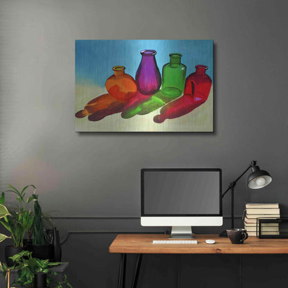 Luxe Metal Art 'Colorful Bottles' by Ata Alishahi, Metal Wall Art,36x24