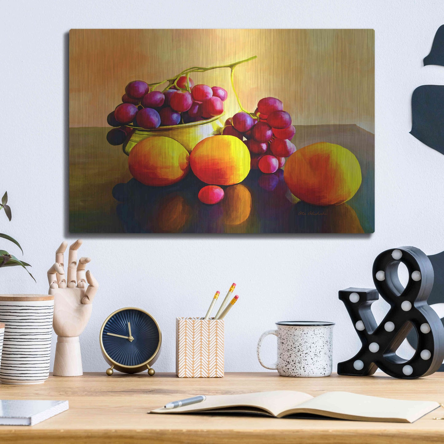 Luxe Metal Art 'Fruits' by Ata Alishahi, Metal Wall Art,16x12