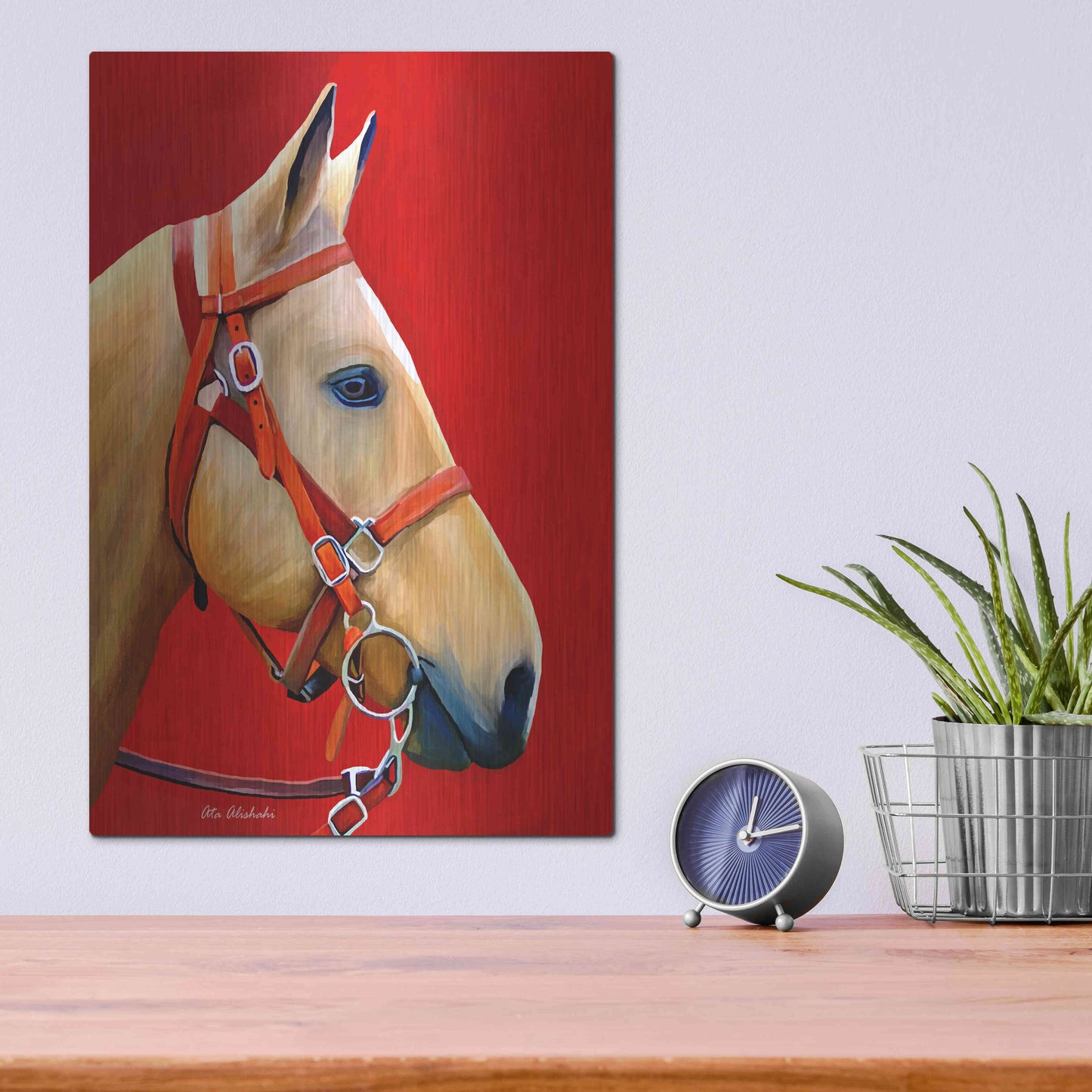 Luxe Metal Art 'Horse Portrait' by Ata Alishahi, Metal Wall Art,12x16