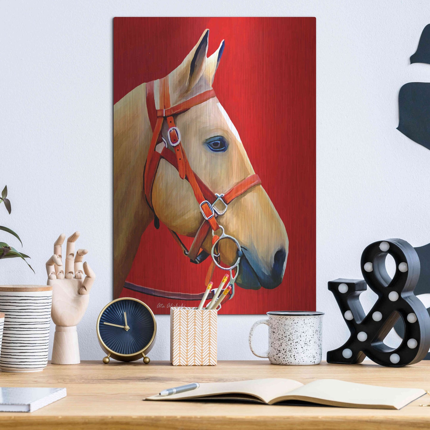 Luxe Metal Art 'Horse Portrait' by Ata Alishahi, Metal Wall Art,12x16