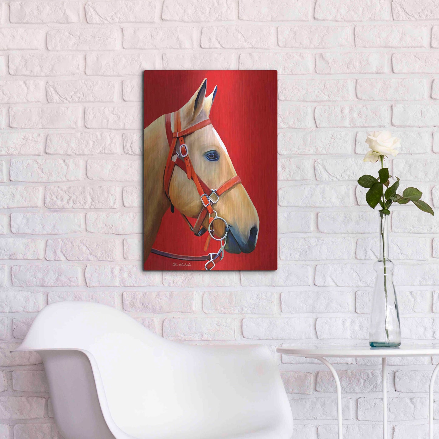 Luxe Metal Art 'Horse Portrait' by Ata Alishahi, Metal Wall Art,16x24