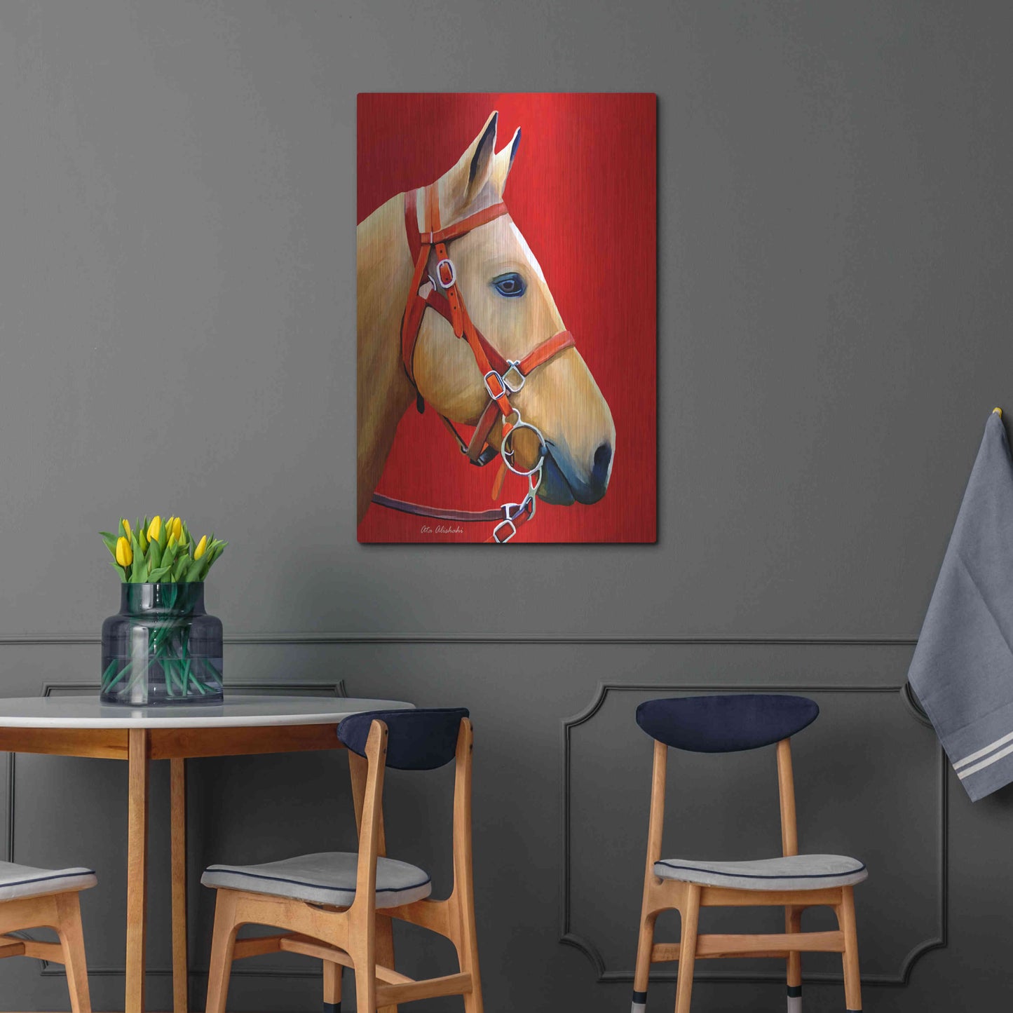 Luxe Metal Art 'Horse Portrait' by Ata Alishahi, Metal Wall Art,24x36