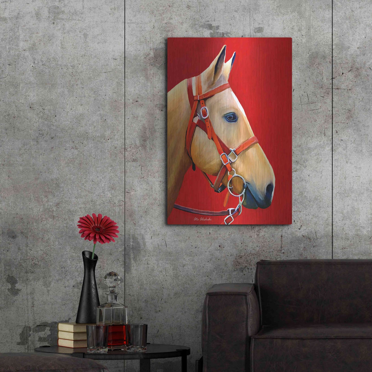 Luxe Metal Art 'Horse Portrait' by Ata Alishahi, Metal Wall Art,24x36