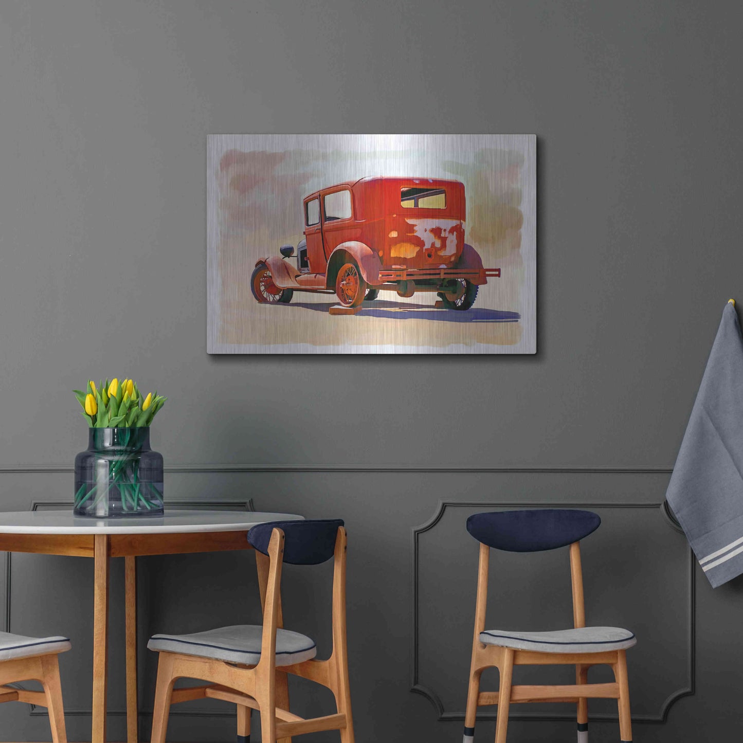 Luxe Metal Art 'Old Car' by Ata Alishahi, Metal Wall Art,36x24