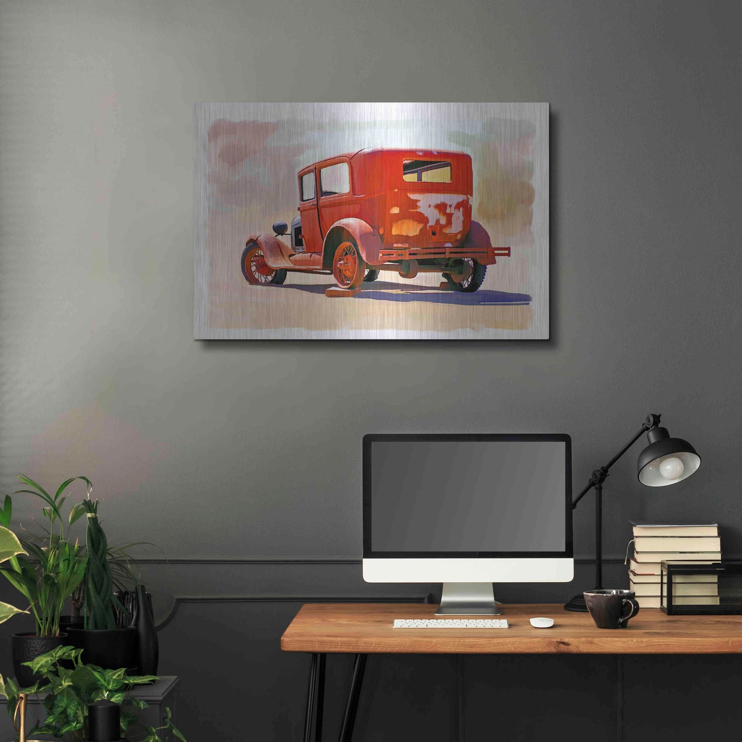 Luxe Metal Art 'Old Car' by Ata Alishahi, Metal Wall Art,36x24