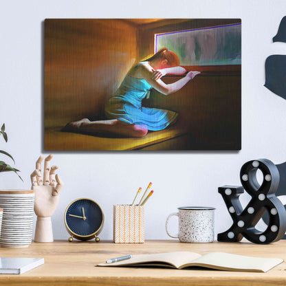 Luxe Metal Art 'Sad Girl' by Ata Alishahi, Metal Wall Art,16x12