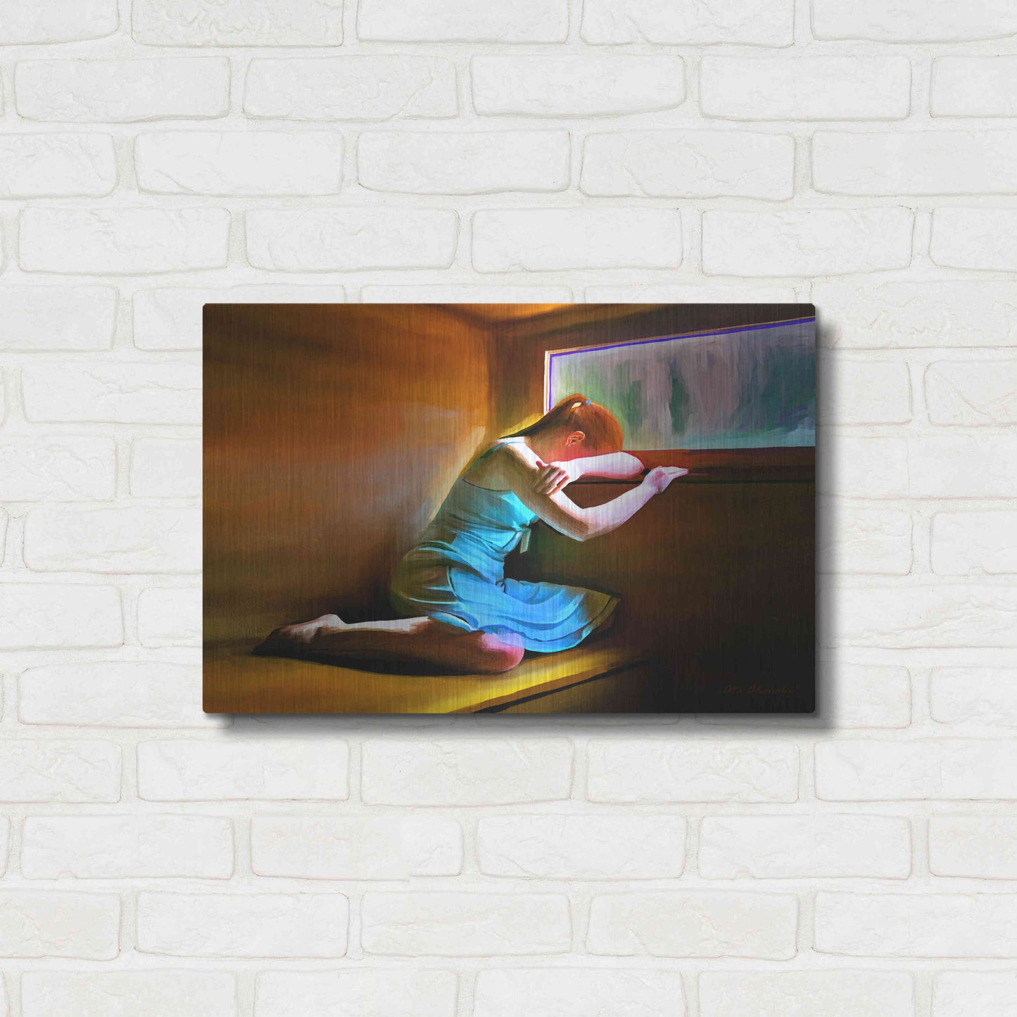 Luxe Metal Art 'Sad Girl' by Ata Alishahi, Metal Wall Art,24x16