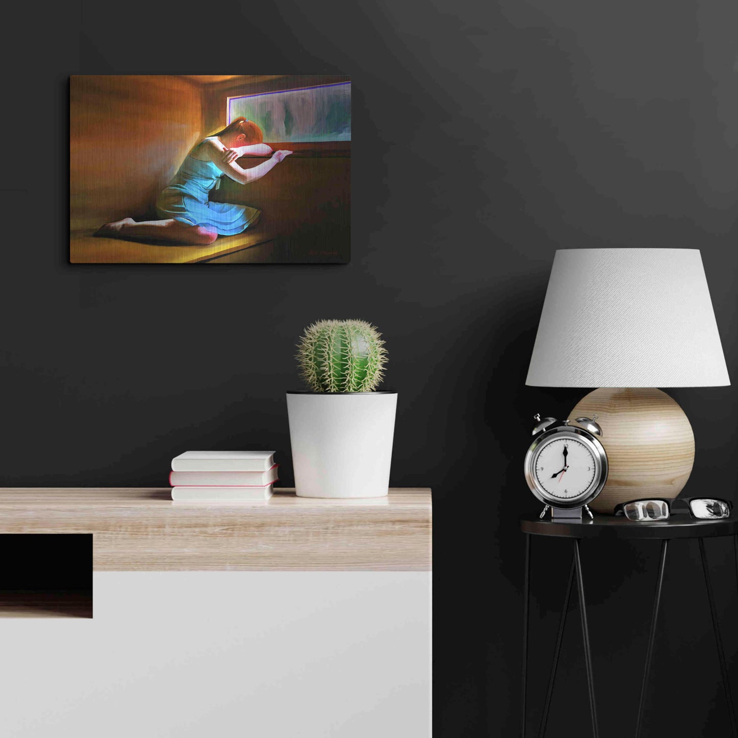 Luxe Metal Art 'Sad Girl' by Ata Alishahi, Metal Wall Art,24x16