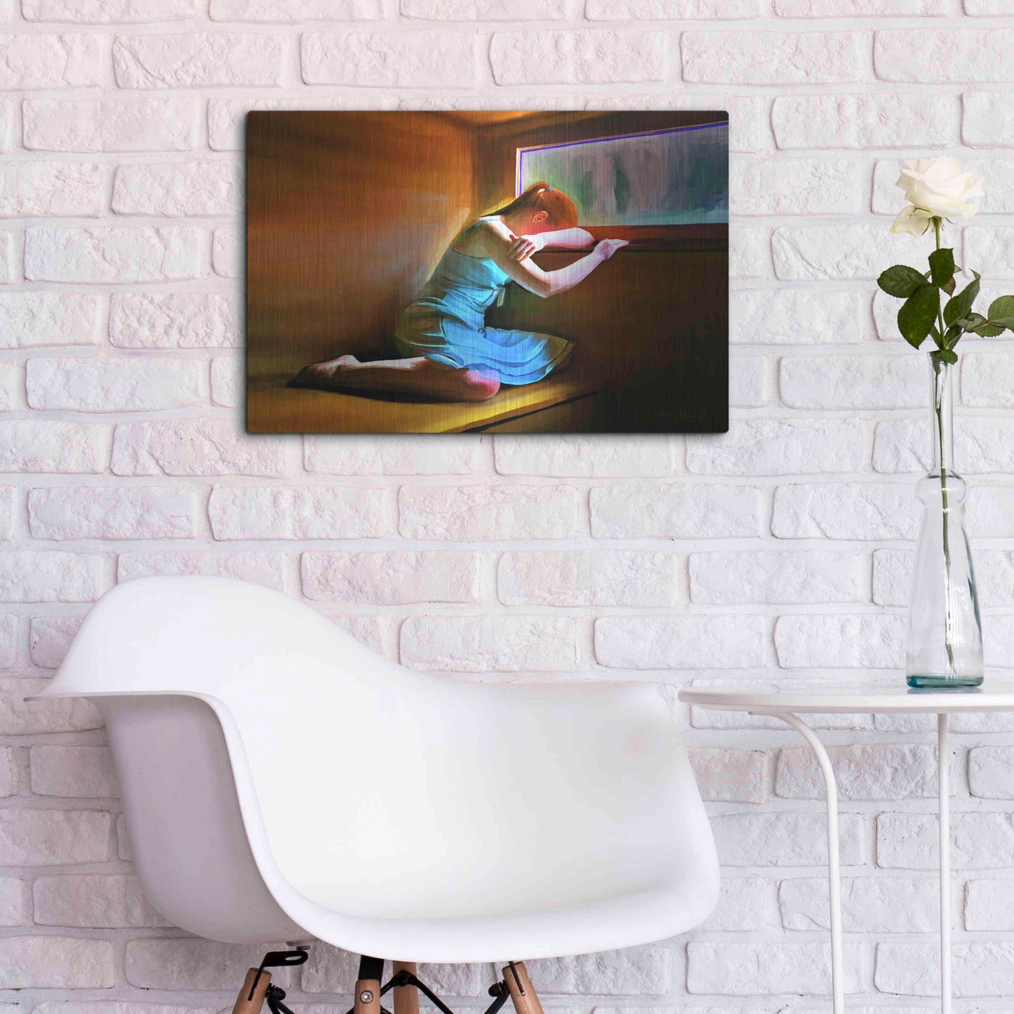 Luxe Metal Art 'Sad Girl' by Ata Alishahi, Metal Wall Art,24x16