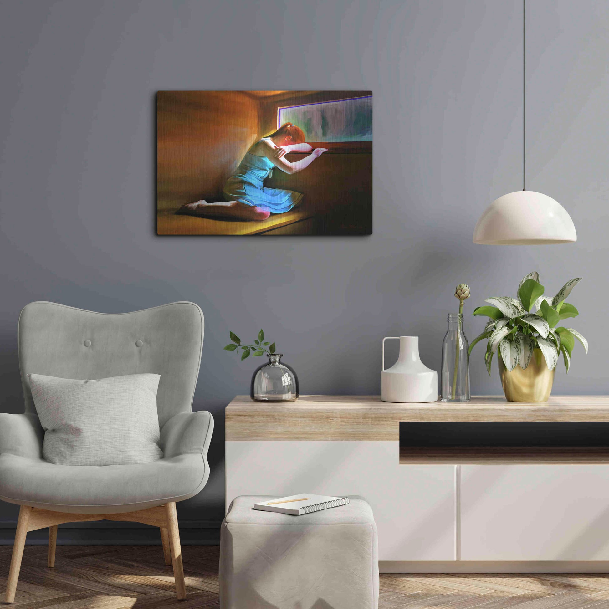 Luxe Metal Art 'Sad Girl' by Ata Alishahi, Metal Wall Art,24x16