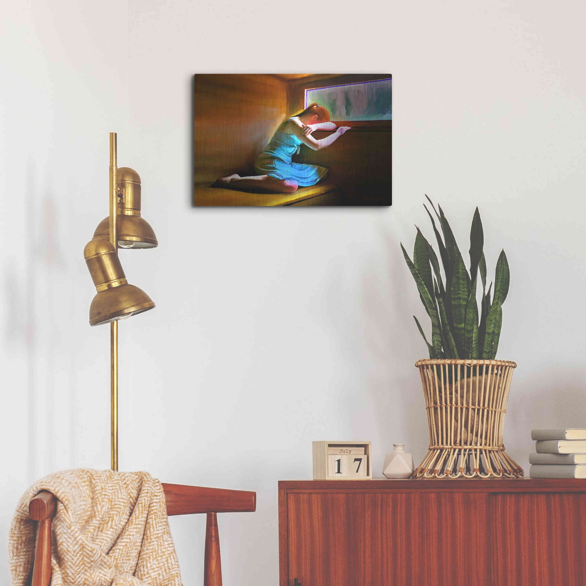 Luxe Metal Art 'Sad Girl' by Ata Alishahi, Metal Wall Art,24x16