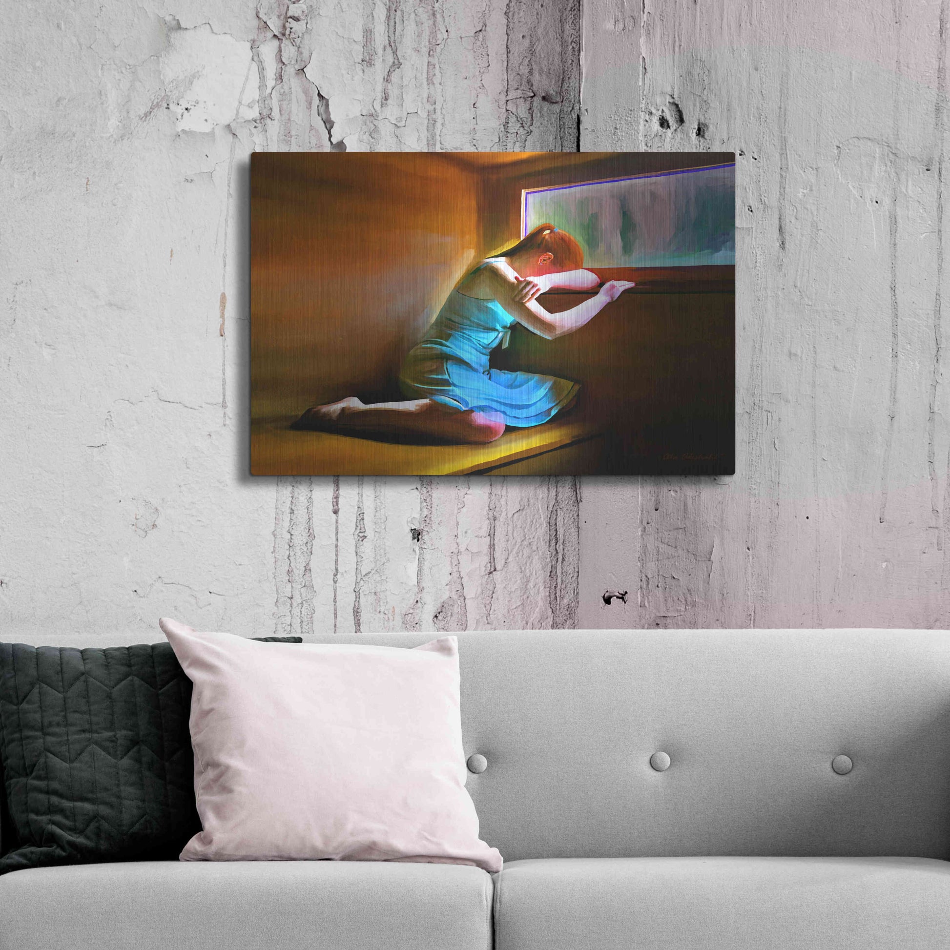 Luxe Metal Art 'Sad Girl' by Ata Alishahi, Metal Wall Art,36x24