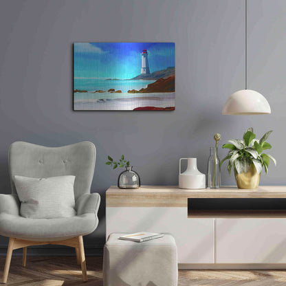 Luxe Metal Art 'White Lighthouse' by Ata Alishahi, Metal Wall Art,24x16