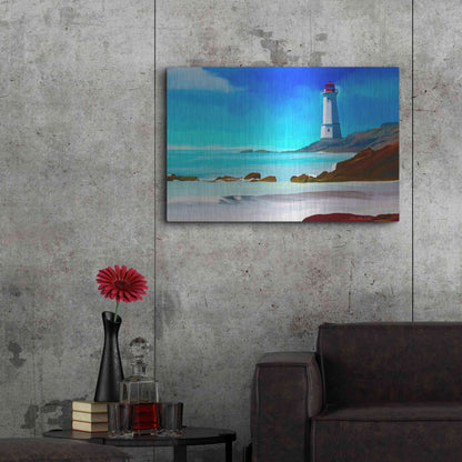 Luxe Metal Art 'White Lighthouse' by Ata Alishahi, Metal Wall Art,36x24