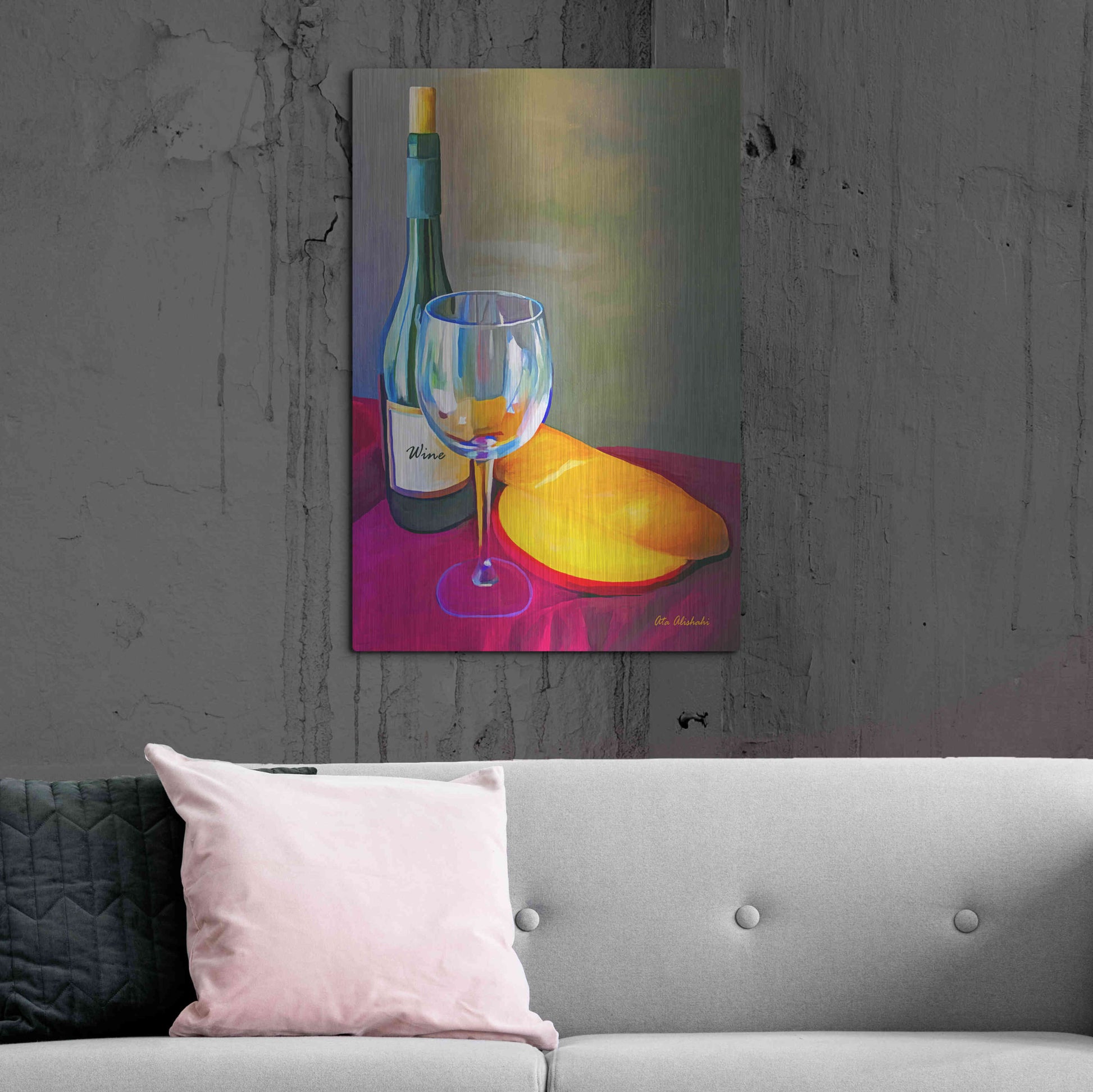 Luxe Metal Art 'Wine Bread' by Ata Alishahi, Metal Wall Art,24x36