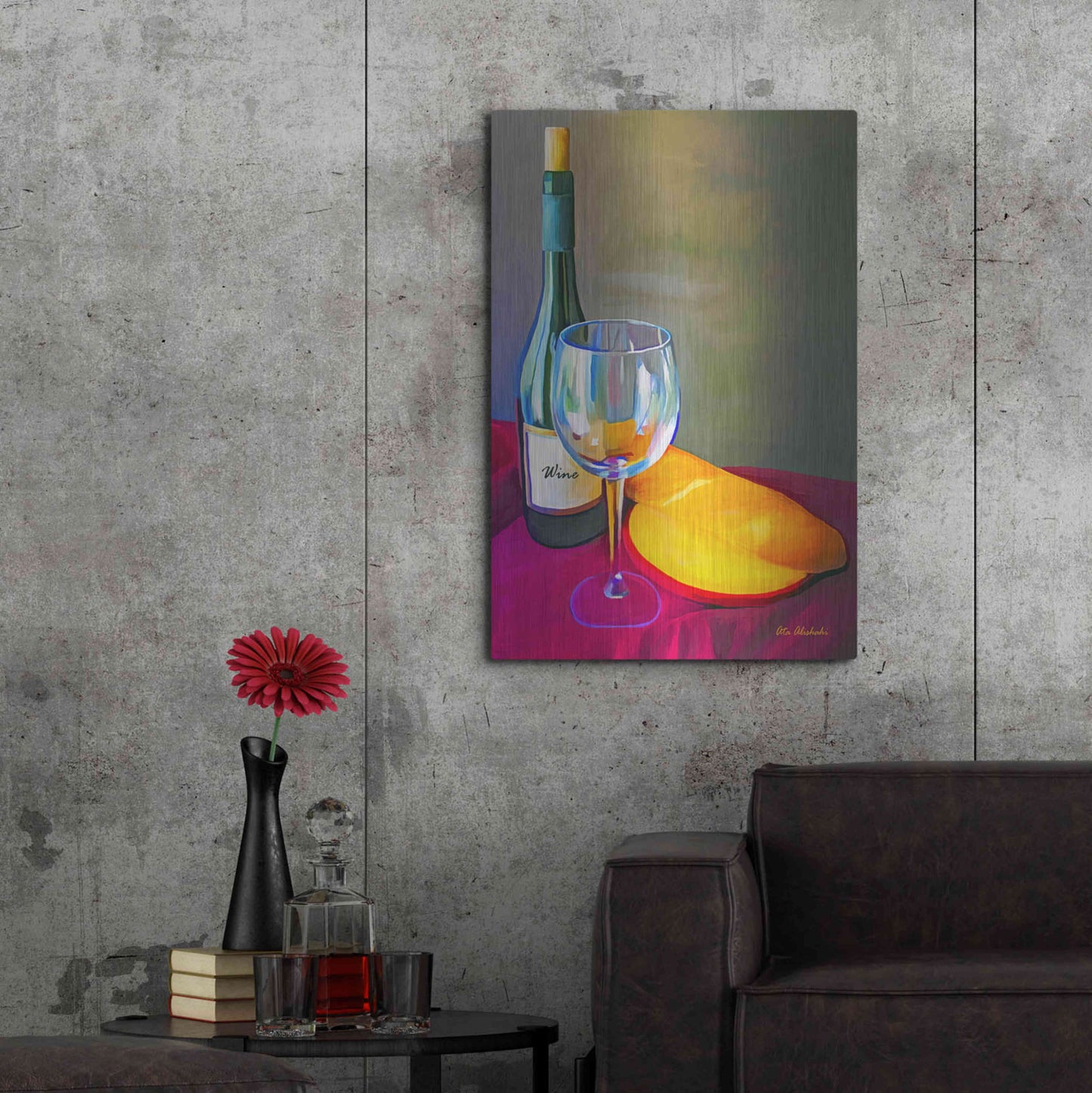 Luxe Metal Art 'Wine Bread' by Ata Alishahi, Metal Wall Art,24x36