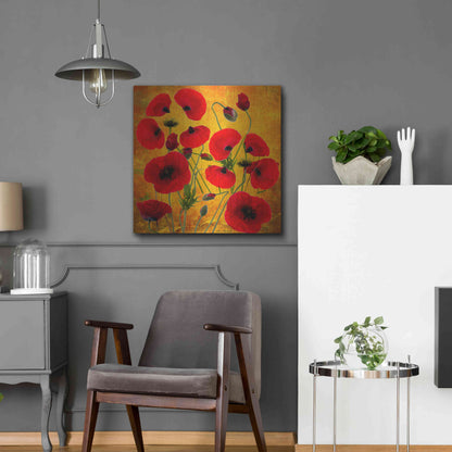 Luxe Metal Art 'Poppy Flowers 2' by Ata Alishahi, Metal Wall Art,24x24