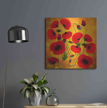 Luxe Metal Art 'Poppy Flowers 2' by Ata Alishahi, Metal Wall Art,24x24