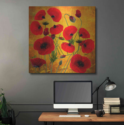 Luxe Metal Art 'Poppy Flowers 2' by Ata Alishahi, Metal Wall Art,36x36