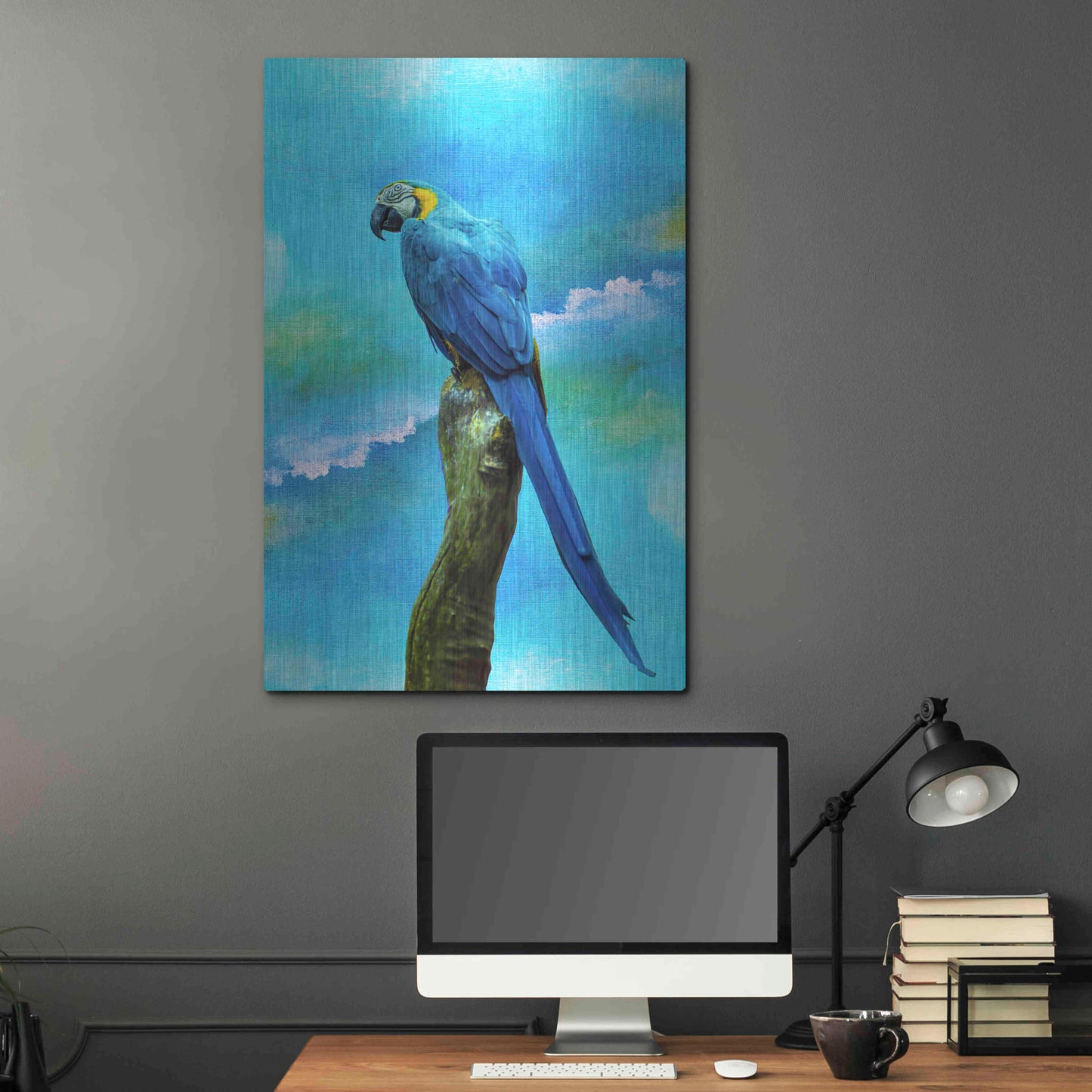 Luxe Metal Art 'Blue Parrot' by Ata Alishahi, Metal Wall Art,24x36