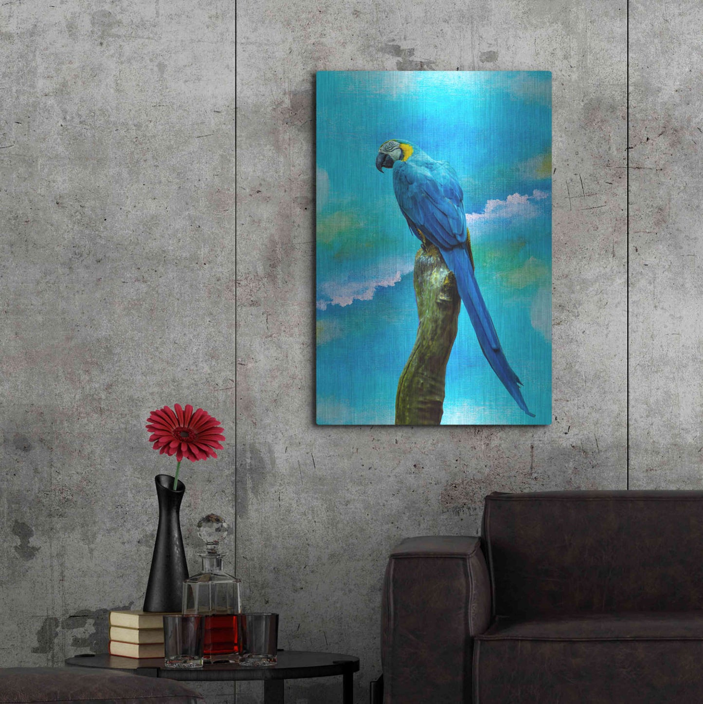 Luxe Metal Art 'Blue Parrot' by Ata Alishahi, Metal Wall Art,24x36