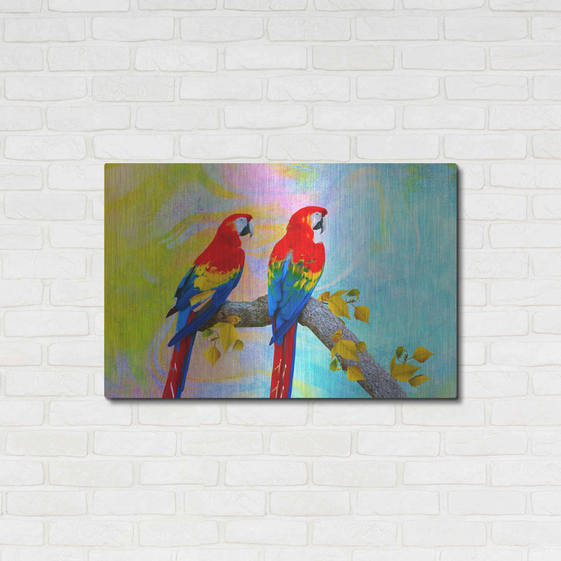Luxe Metal Art 'Parrots 87A' by Ata Alishahi, Metal Wall Art,36x24