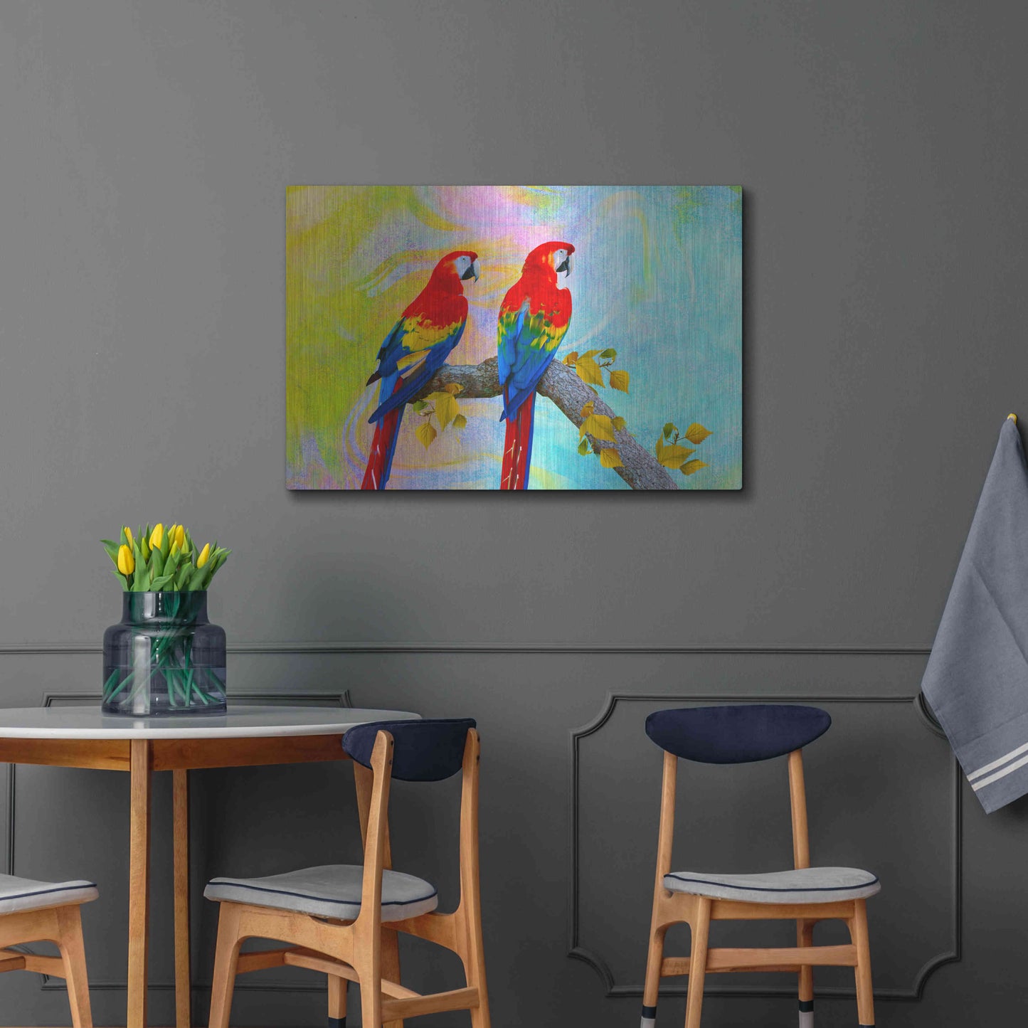 Luxe Metal Art 'Parrots 87A' by Ata Alishahi, Metal Wall Art,36x24