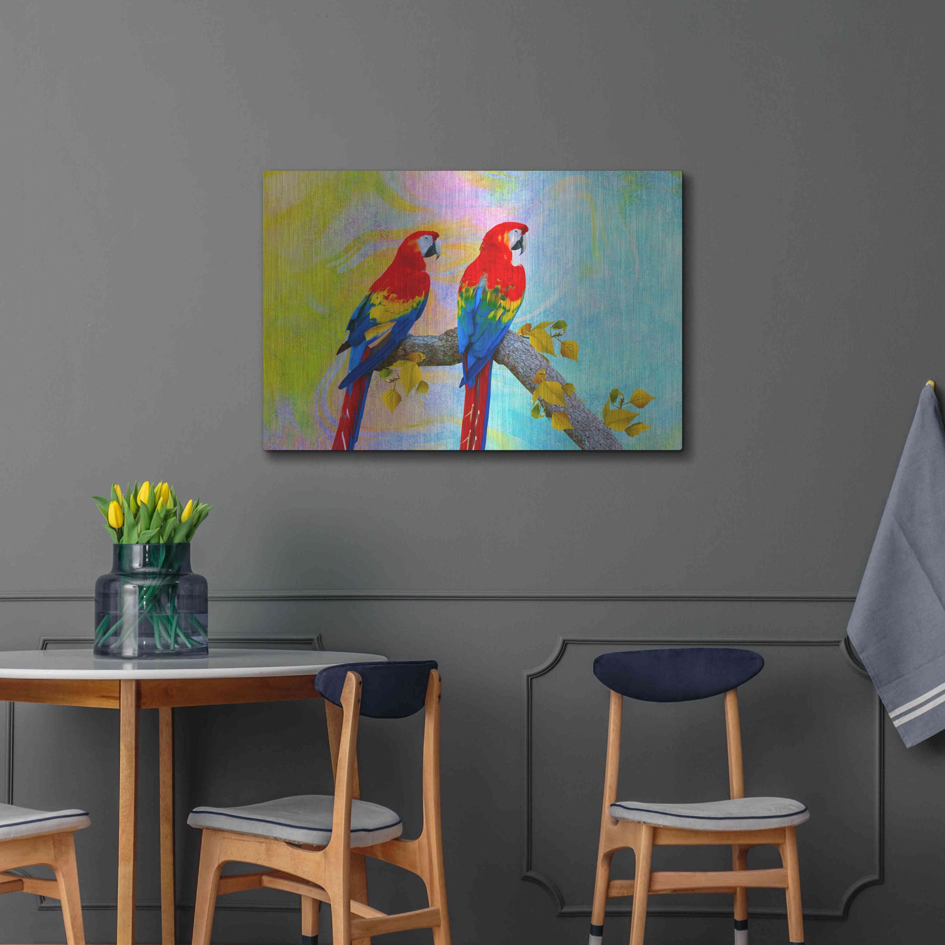 Luxe Metal Art 'Parrots 87A' by Ata Alishahi, Metal Wall Art,36x24