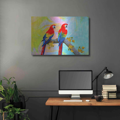 Luxe Metal Art 'Parrots 87A' by Ata Alishahi, Metal Wall Art,36x24