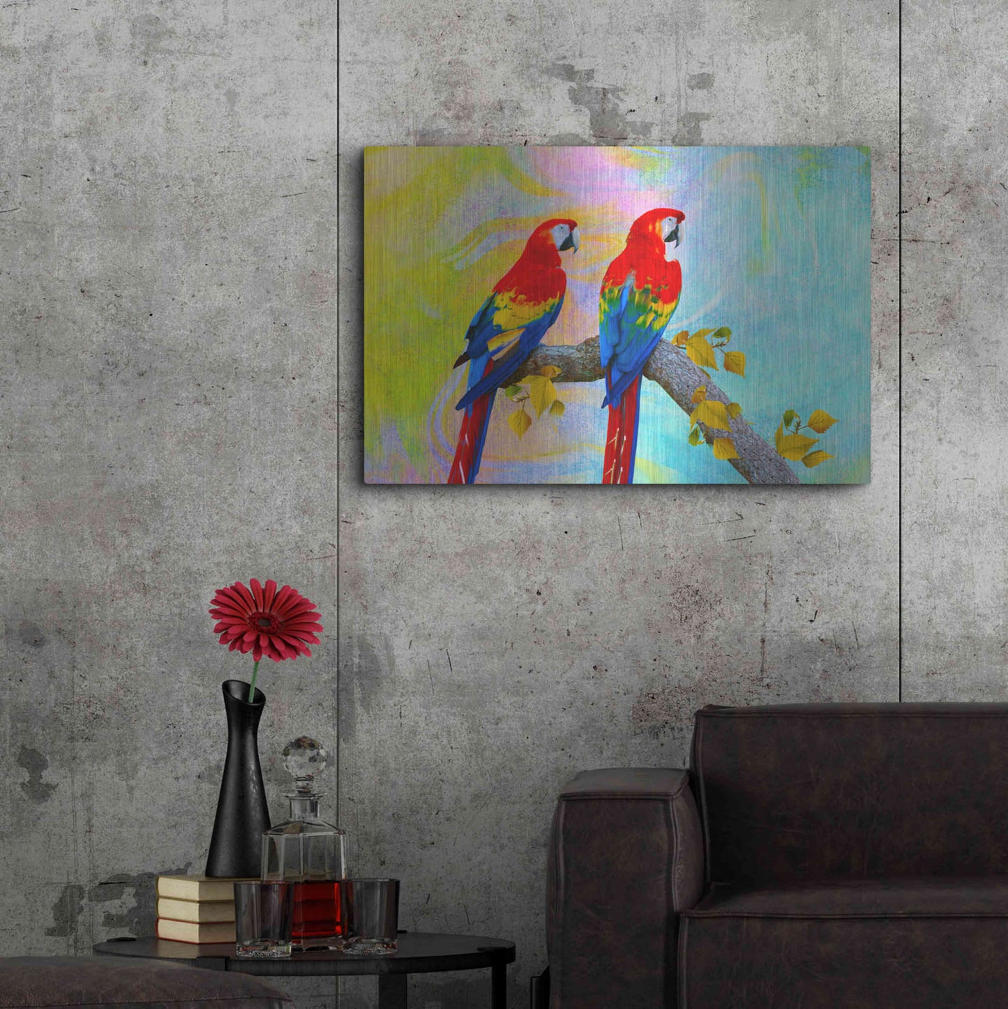 Luxe Metal Art 'Parrots 87A' by Ata Alishahi, Metal Wall Art,36x24