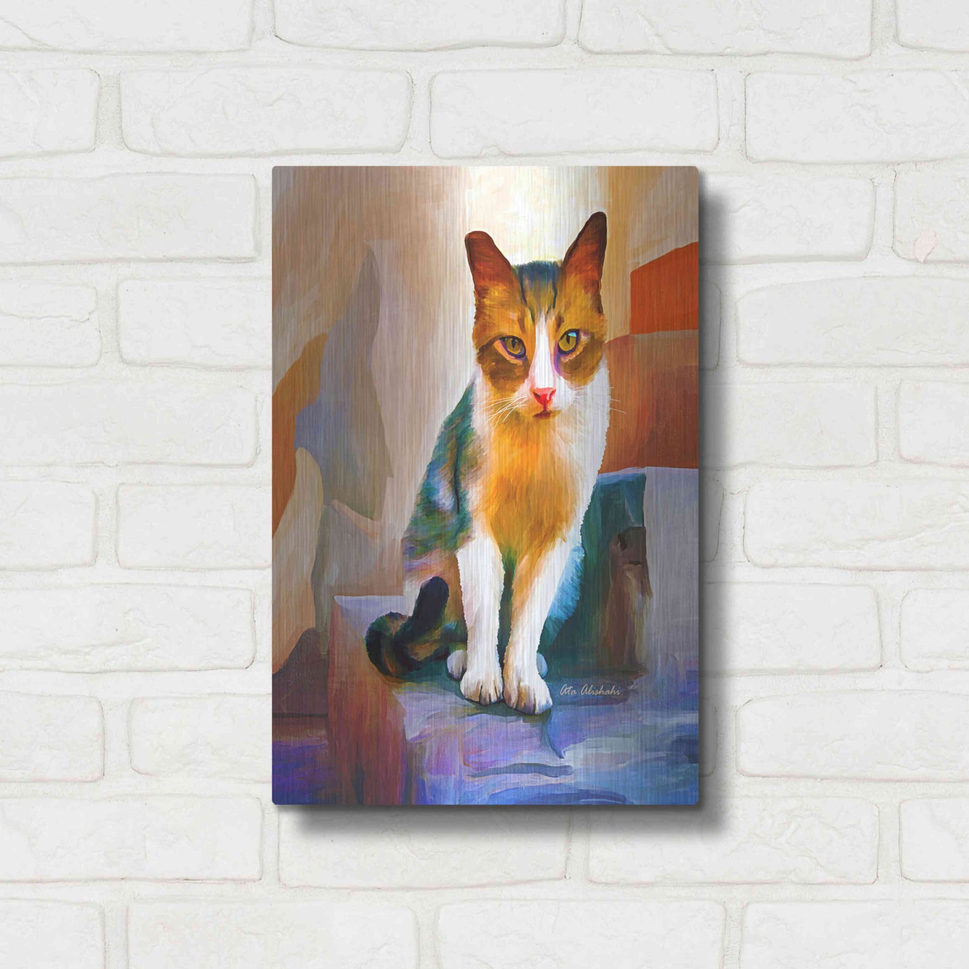 Luxe Metal Art 'Cat 1A' by Ata Alishahi, Metal Wall Art,12x16