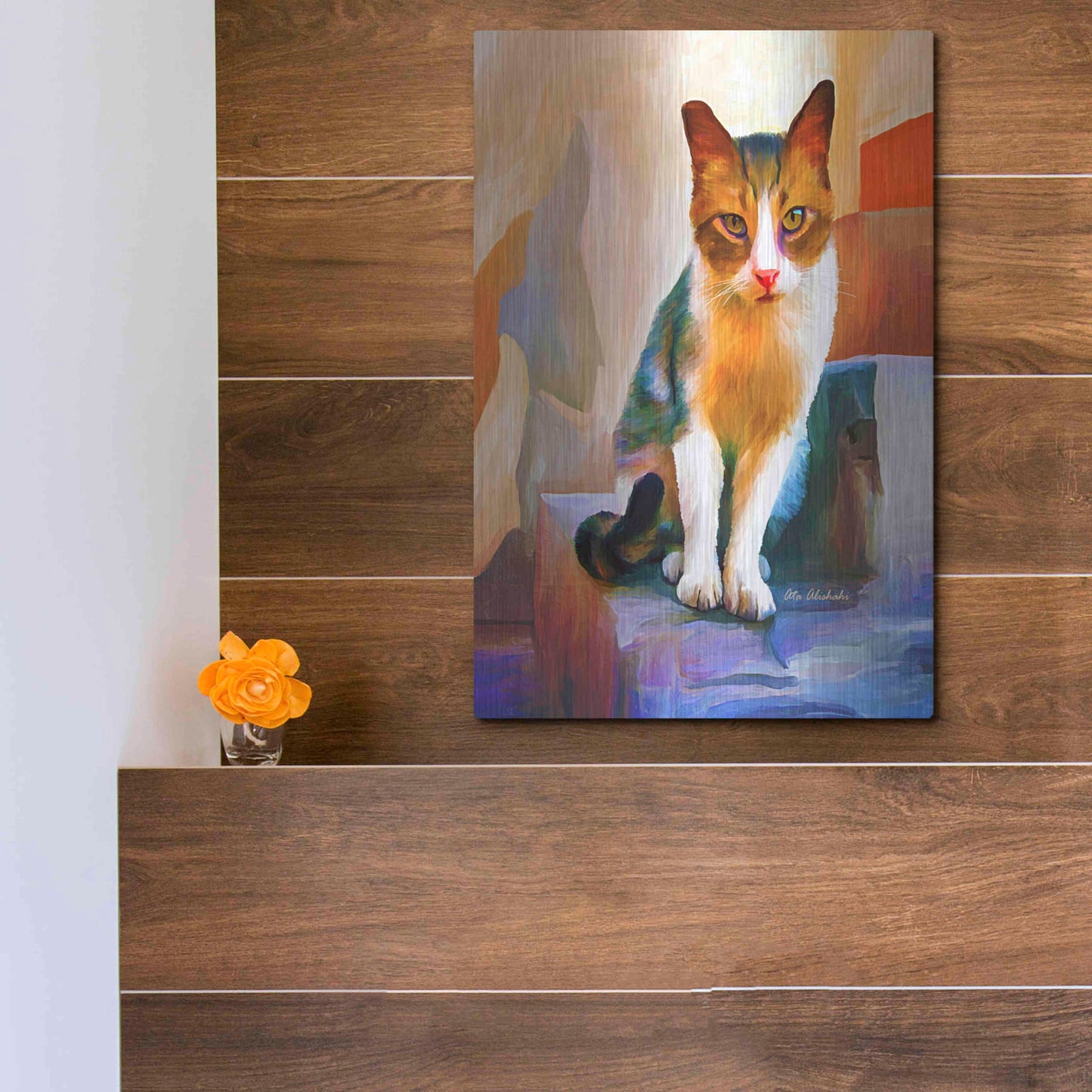 Luxe Metal Art 'Cat 1A' by Ata Alishahi, Metal Wall Art,12x16