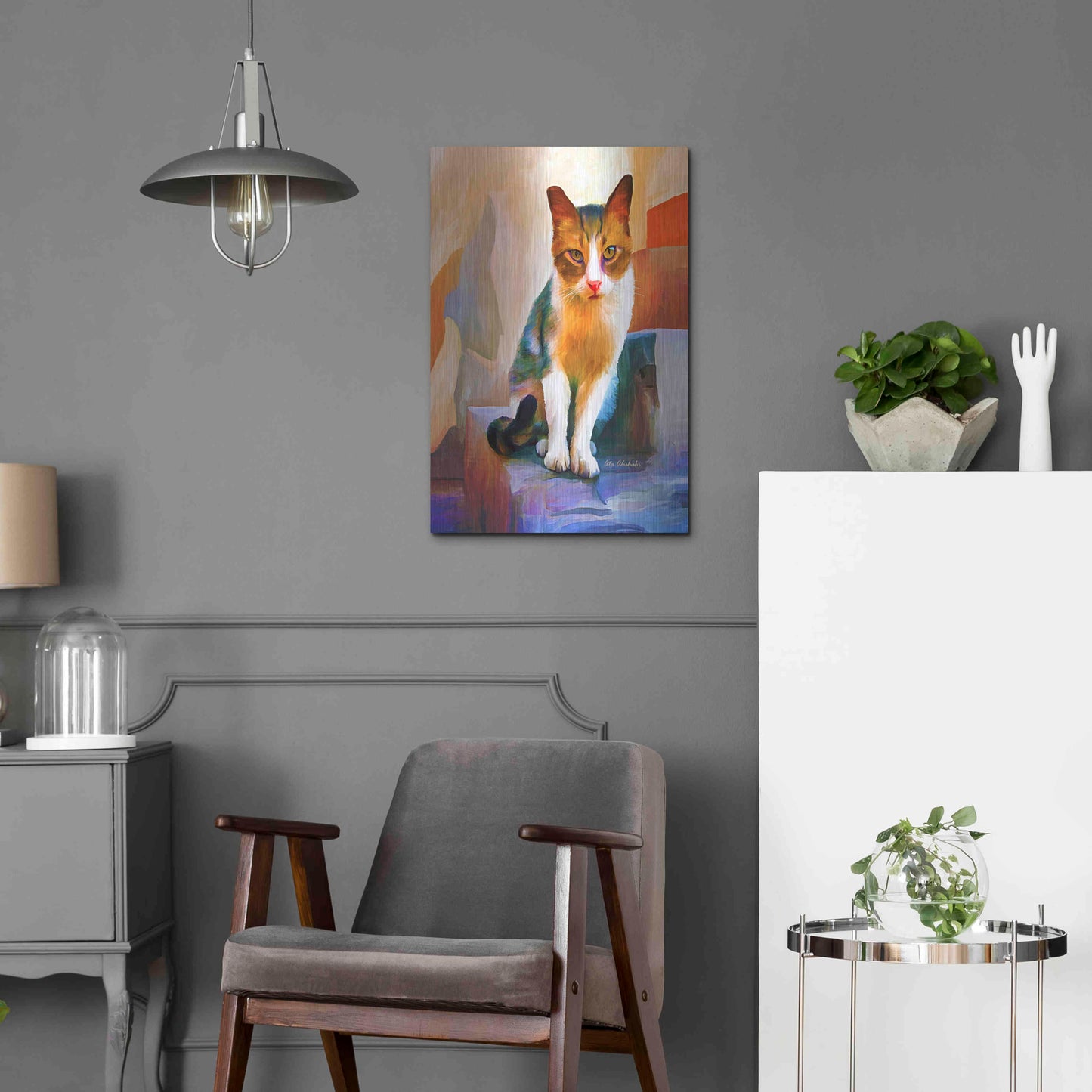 Luxe Metal Art 'Cat 1A' by Ata Alishahi, Metal Wall Art,16x24