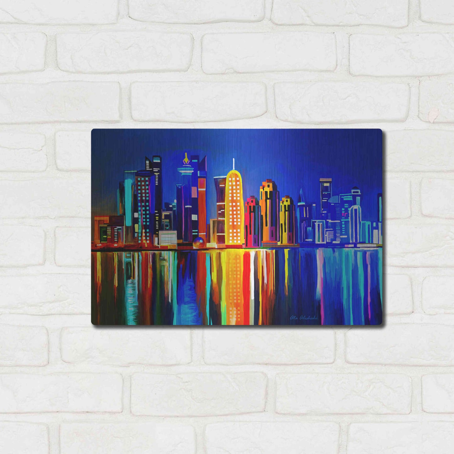 Luxe Metal Art 'City light' by Ata Alishahi, Metal Wall Art,16x12