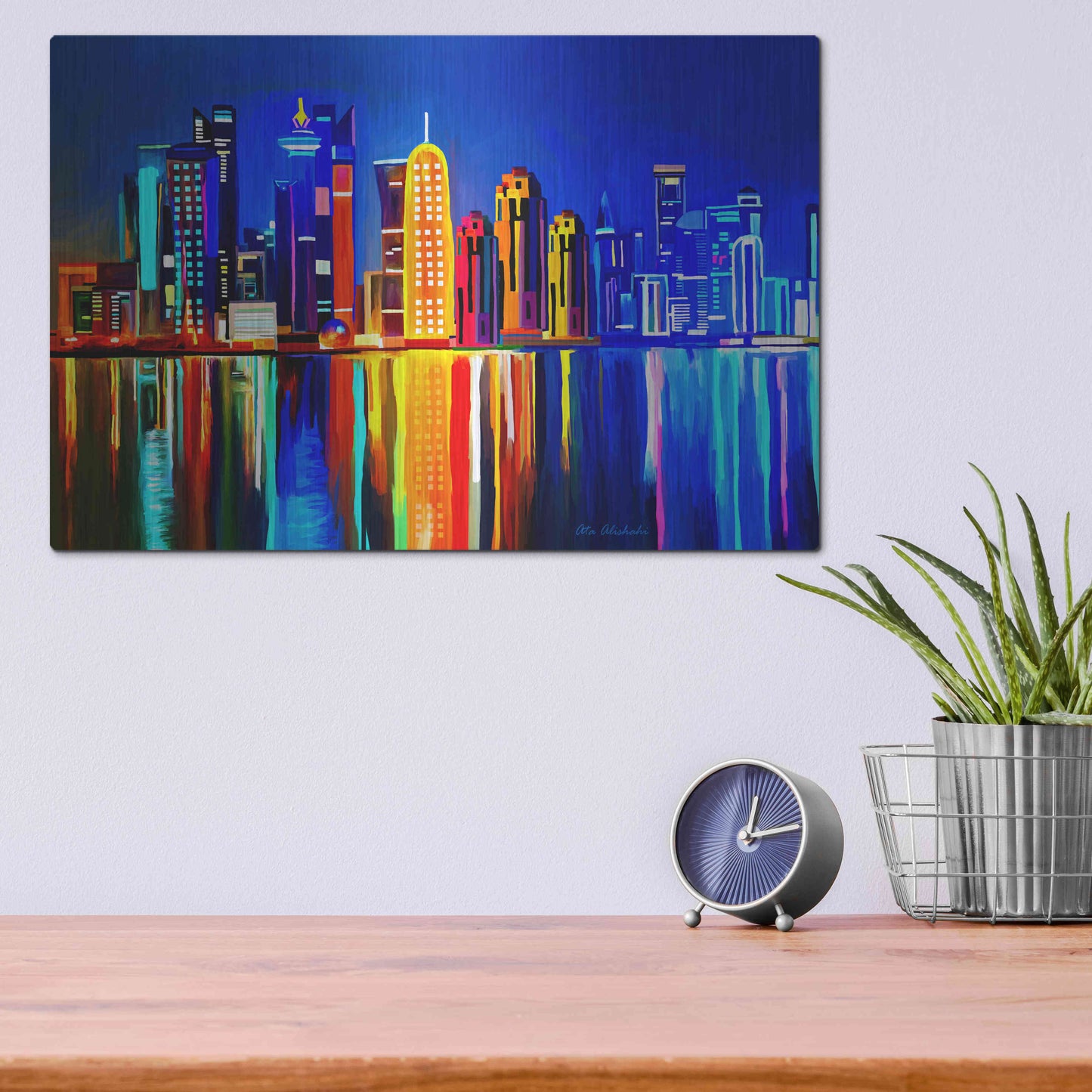 Luxe Metal Art 'City light' by Ata Alishahi, Metal Wall Art,16x12