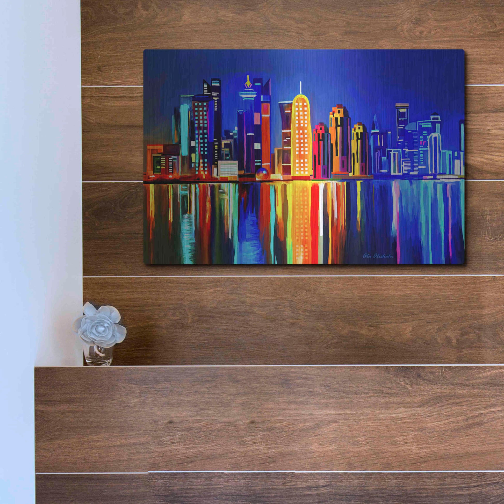 Luxe Metal Art 'City light' by Ata Alishahi, Metal Wall Art,16x12