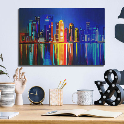Luxe Metal Art 'City light' by Ata Alishahi, Metal Wall Art,16x12