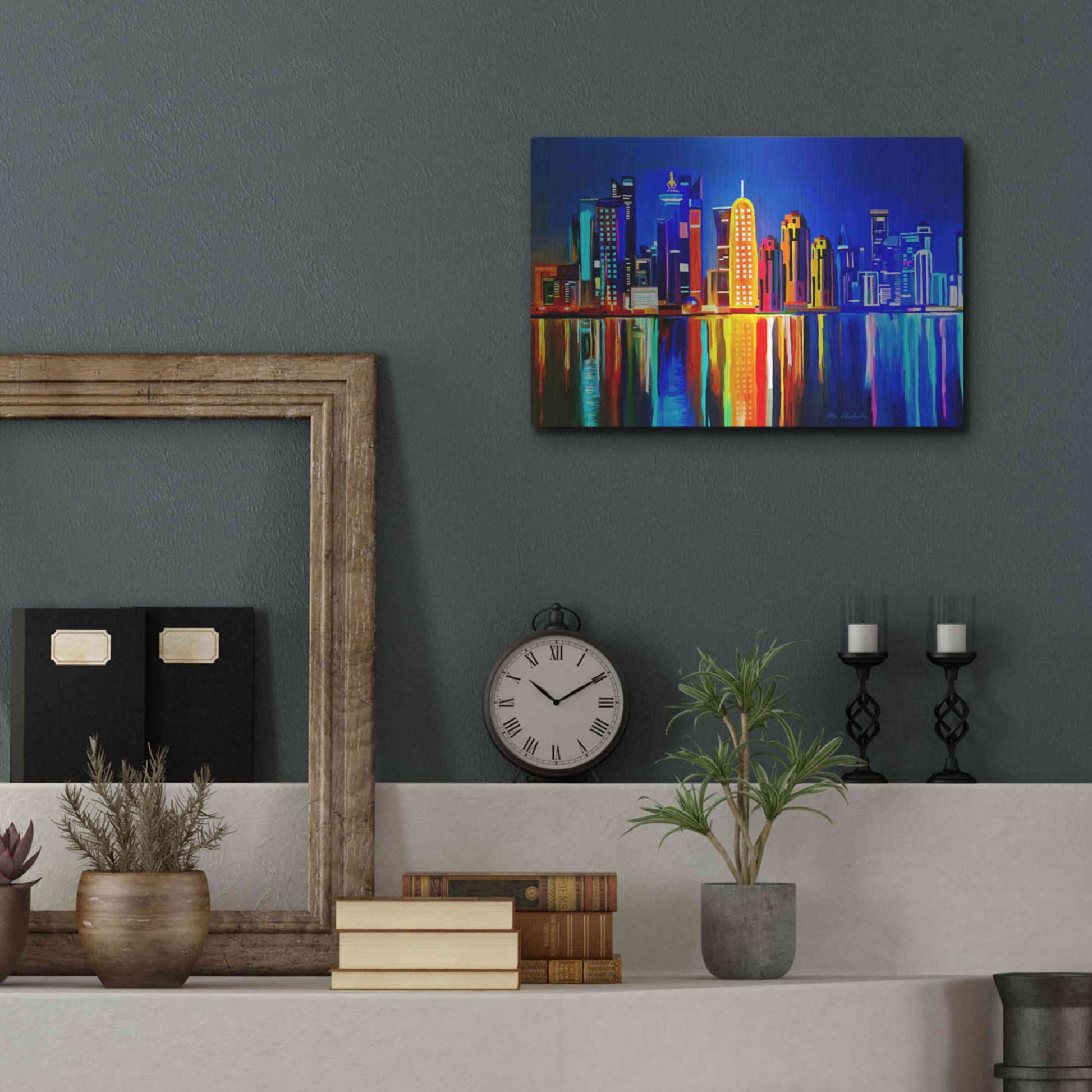 Luxe Metal Art 'City light' by Ata Alishahi, Metal Wall Art,16x12