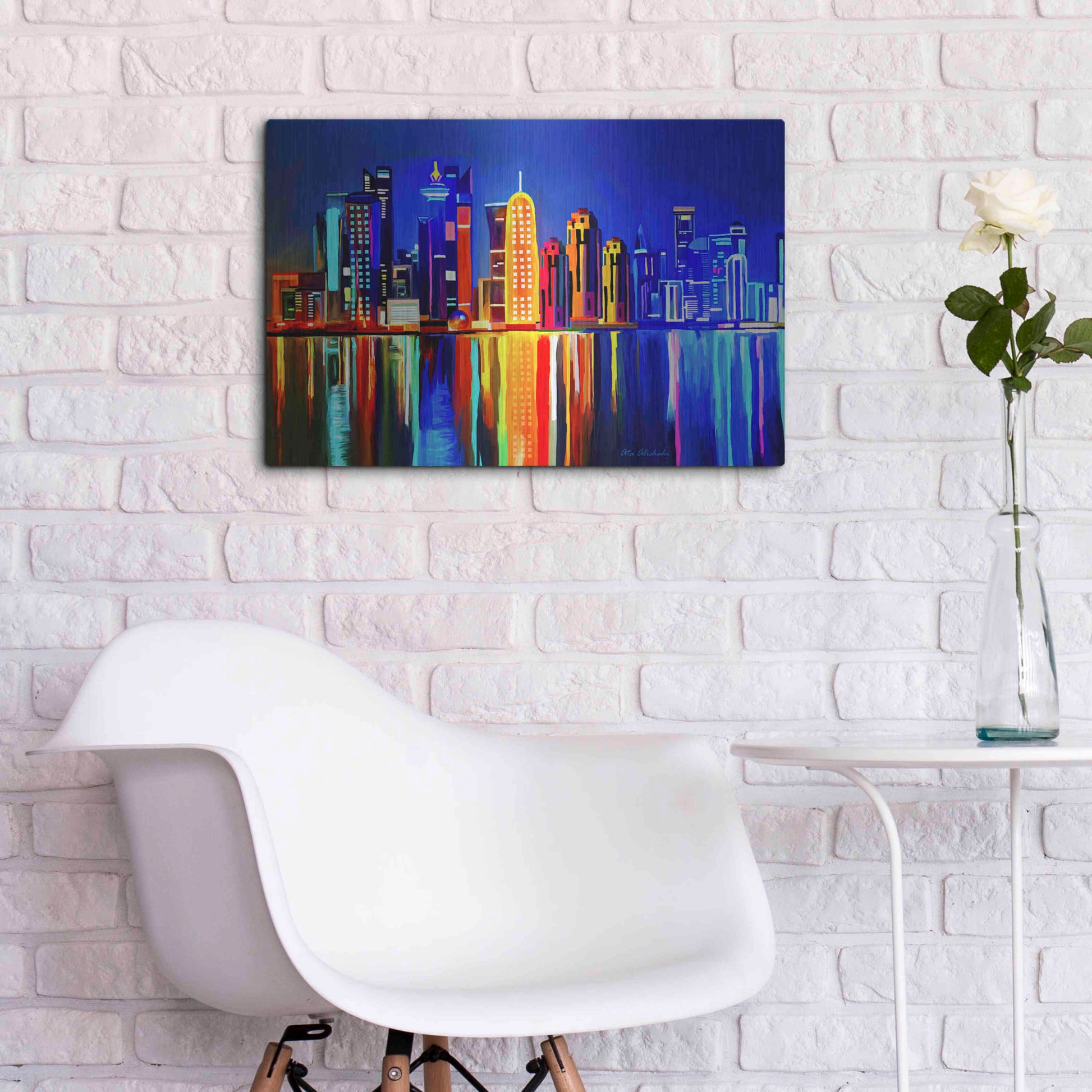 Luxe Metal Art 'City light' by Ata Alishahi, Metal Wall Art,24x16