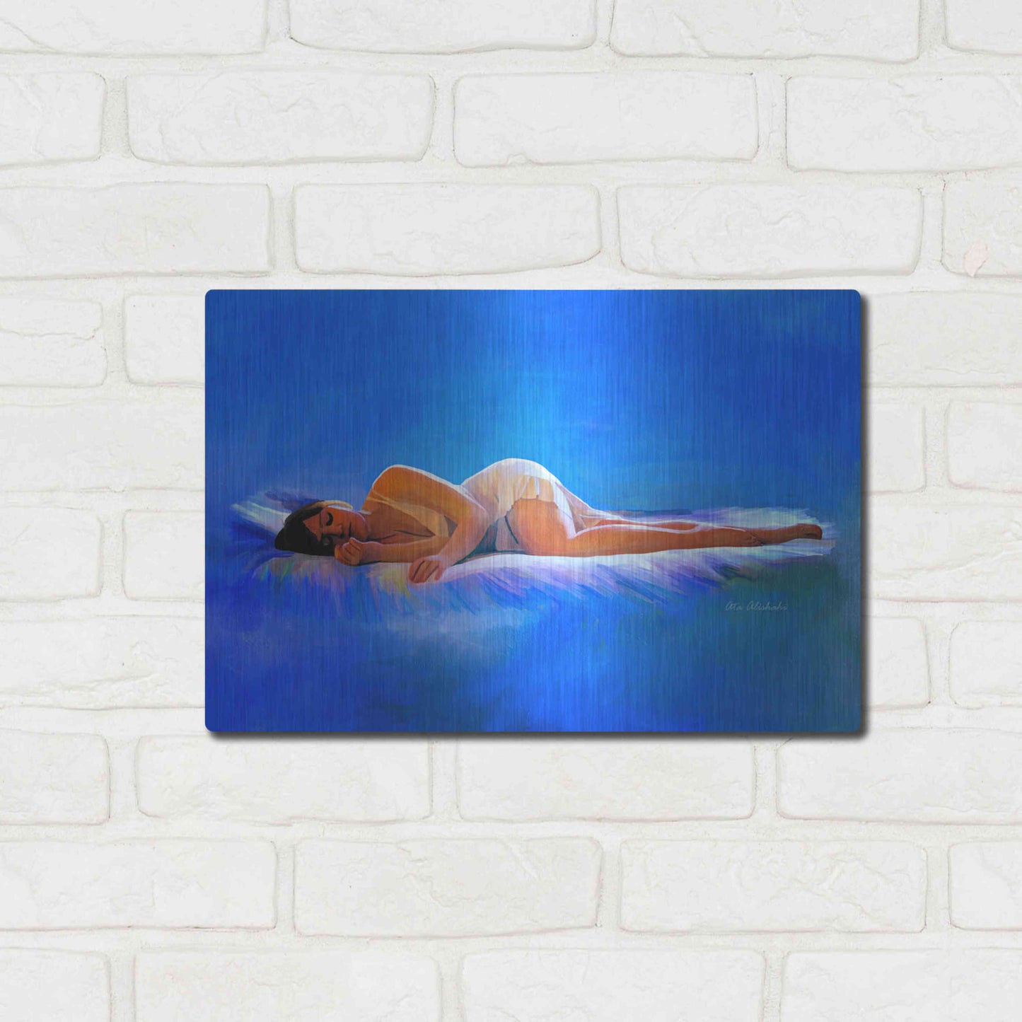 Luxe Metal Art 'In Bed' by Ata Alishahi, Metal Wall Art,16x12