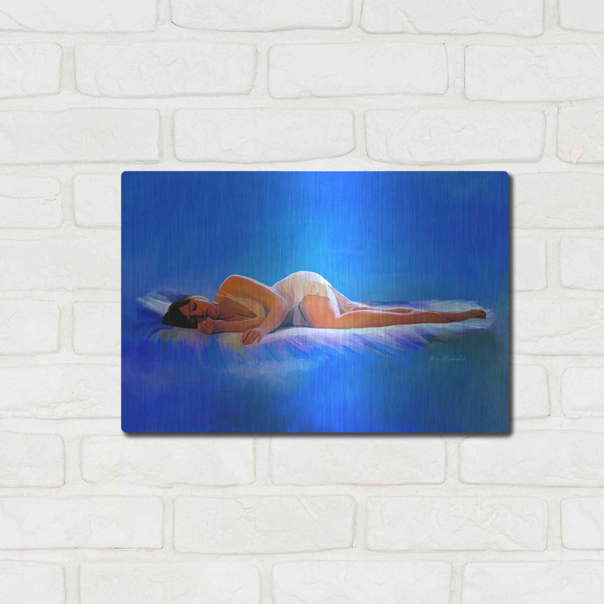 Luxe Metal Art 'In Bed' by Ata Alishahi, Metal Wall Art,16x12