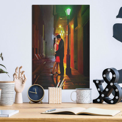 Luxe Metal Art 'Kissing Goodnight' by Ata Alishahi, Metal Wall Art,12x16