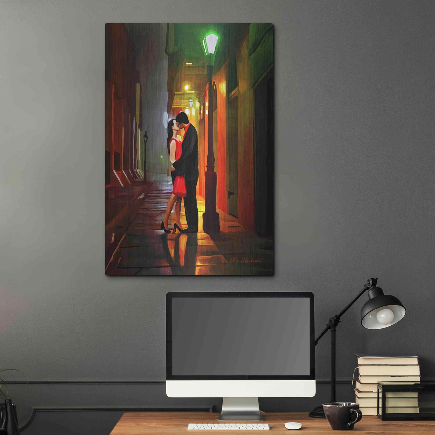 Luxe Metal Art 'Kissing Goodnight' by Ata Alishahi, Metal Wall Art,24x36